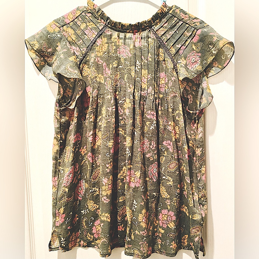 Nanette by Nanette Lepore Pleated Flutter Sleeve Blouse in Prairie Sage